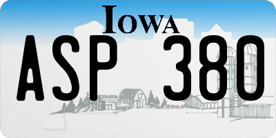 IA license plate ASP380