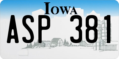 IA license plate ASP381