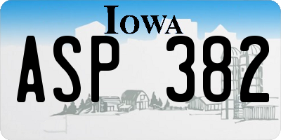 IA license plate ASP382