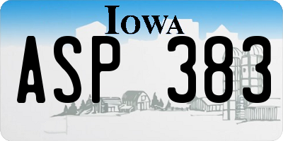 IA license plate ASP383