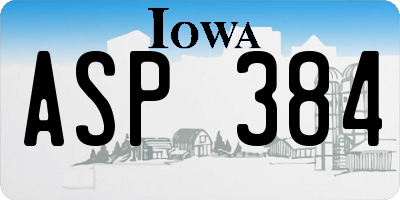 IA license plate ASP384