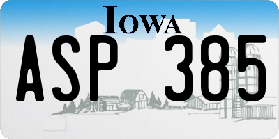 IA license plate ASP385