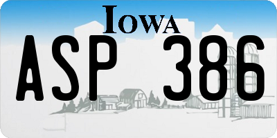 IA license plate ASP386