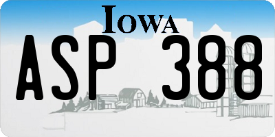 IA license plate ASP388