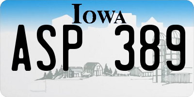 IA license plate ASP389