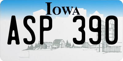 IA license plate ASP390