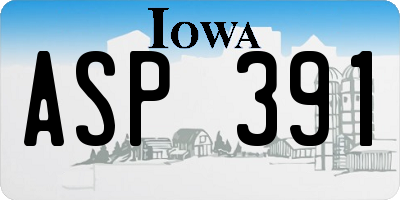 IA license plate ASP391