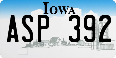 IA license plate ASP392