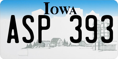 IA license plate ASP393