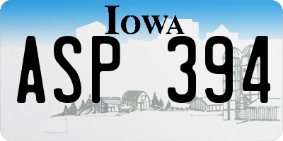 IA license plate ASP394