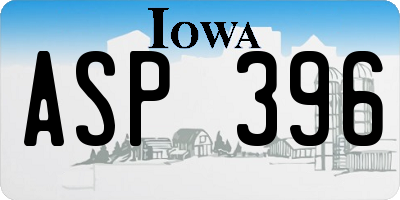 IA license plate ASP396