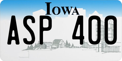 IA license plate ASP400