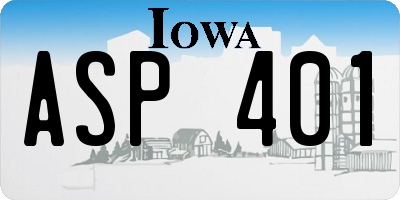 IA license plate ASP401