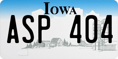 IA license plate ASP404