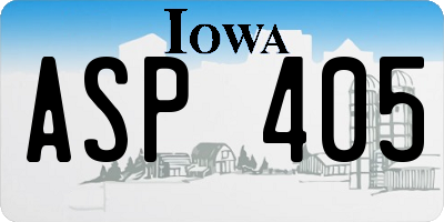 IA license plate ASP405