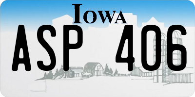 IA license plate ASP406