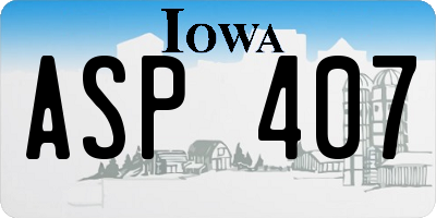 IA license plate ASP407