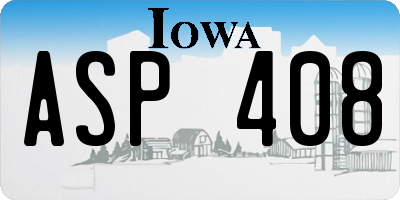 IA license plate ASP408
