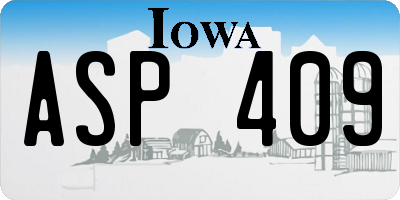 IA license plate ASP409