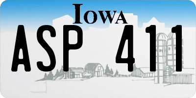 IA license plate ASP411