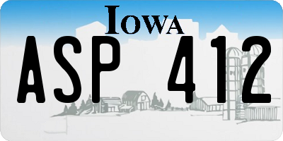 IA license plate ASP412