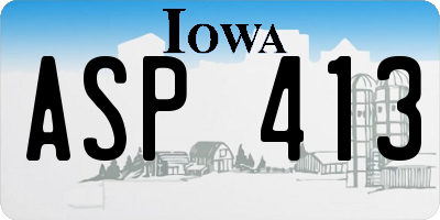 IA license plate ASP413
