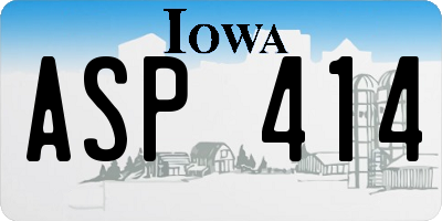 IA license plate ASP414