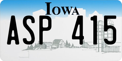 IA license plate ASP415