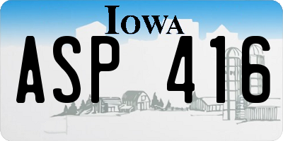 IA license plate ASP416