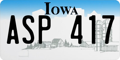 IA license plate ASP417