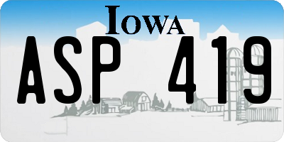 IA license plate ASP419