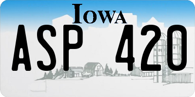 IA license plate ASP420