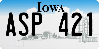 IA license plate ASP421
