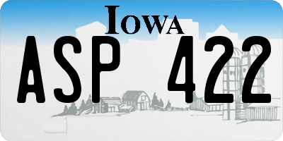IA license plate ASP422