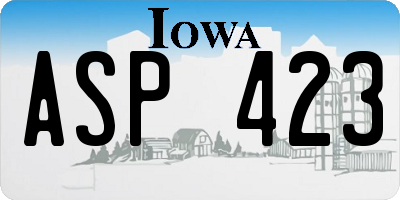 IA license plate ASP423