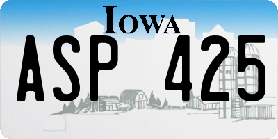 IA license plate ASP425