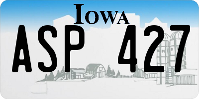 IA license plate ASP427