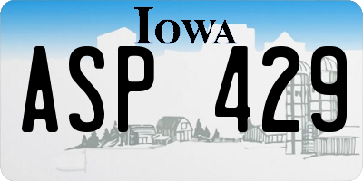 IA license plate ASP429