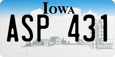 IA license plate ASP431