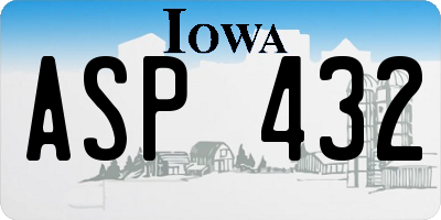 IA license plate ASP432