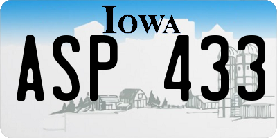 IA license plate ASP433