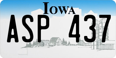 IA license plate ASP437