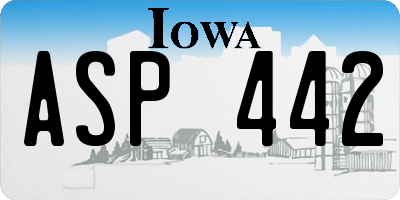 IA license plate ASP442