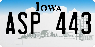 IA license plate ASP443