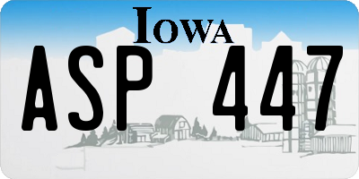 IA license plate ASP447