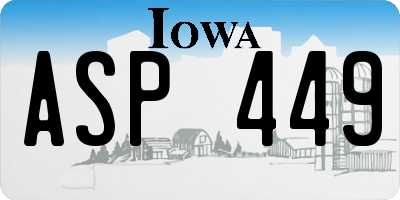 IA license plate ASP449