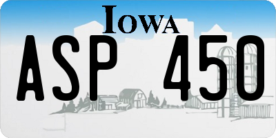 IA license plate ASP450