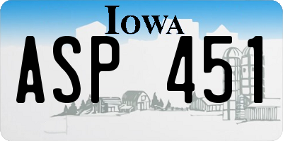 IA license plate ASP451