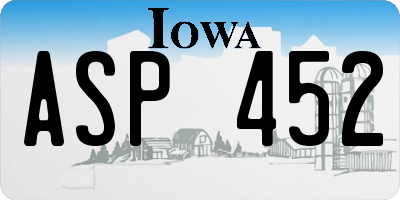 IA license plate ASP452