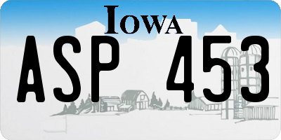 IA license plate ASP453